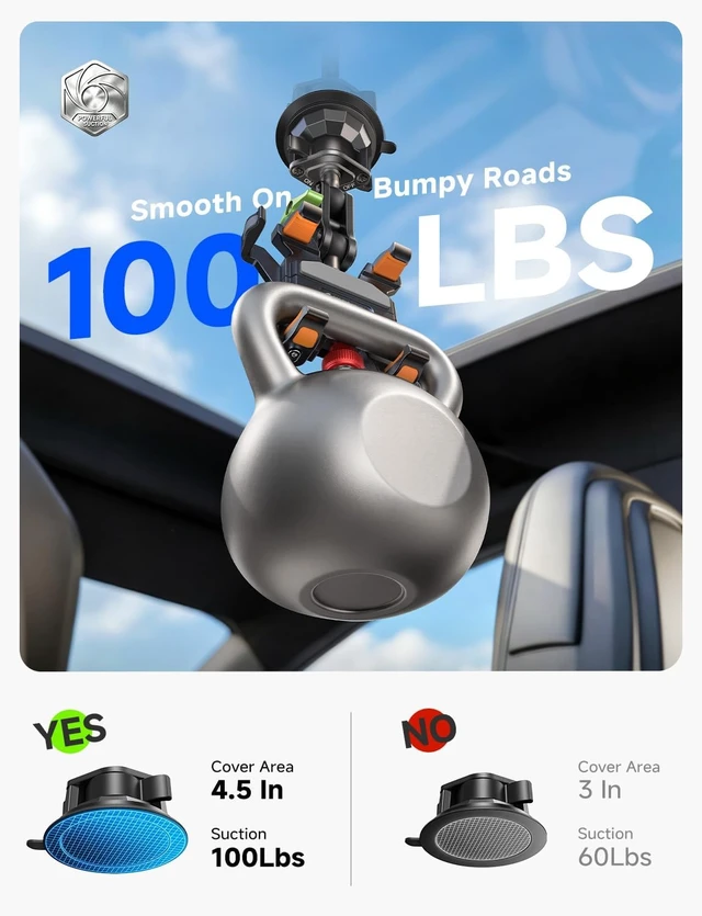 Alt view image 4 of 7 - Metal Car Phone Holder 360° Rotation Suction Mount Windshield