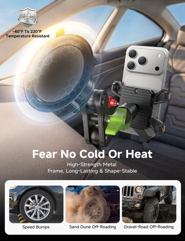 Alt view image 5 of 7 - Metal Car Phone Holder 360° Rotation Suction Mount Windshield