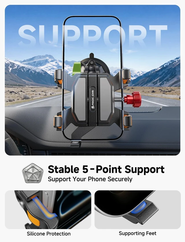 Alt view image 6 of 7 - Metal Car Phone Holder 360° Rotation Suction Mount Windshield