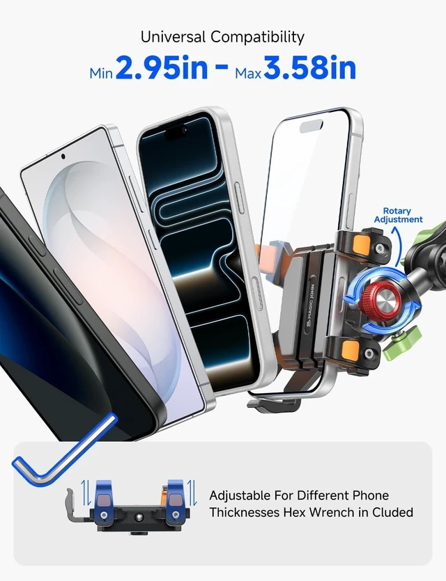 Alt view image 7 of 7 - Metal Car Phone Holder 360° Rotation Suction Mount Windshield