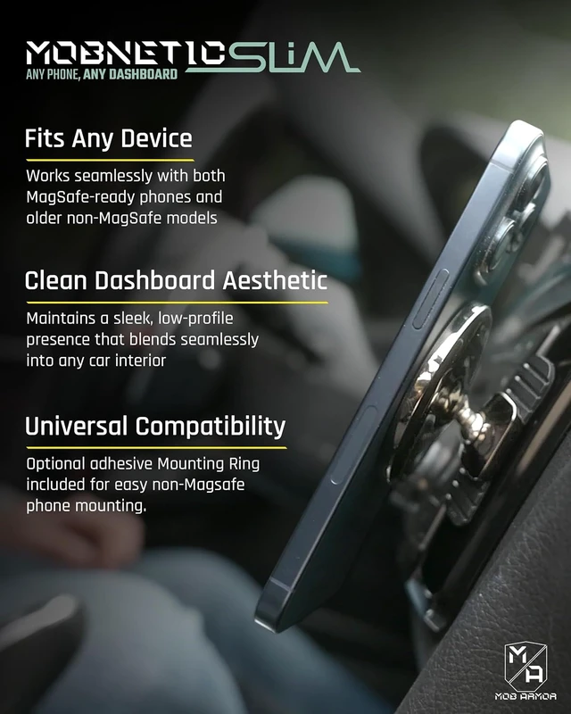 Alt view image 2 of 6 - Slim Mount MS MagSafe Car Phone Holder, Black Chrome