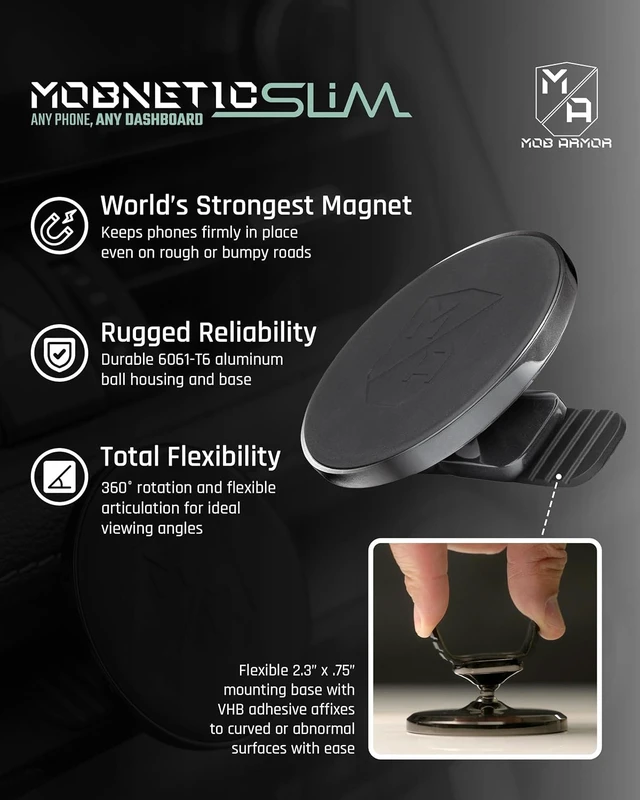 Alt view image 3 of 6 - Slim Mount MS MagSafe Car Phone Holder, Black Chrome