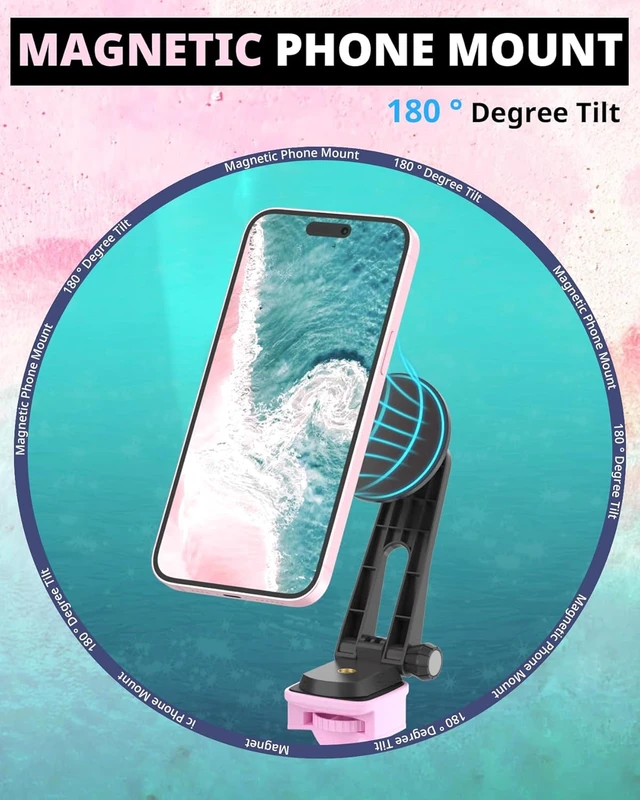 Alt view image 2 of 7 - 12'' LED Ring Light with 62'' Tripod Stand and Magnetic Phone Holder, Selfie Ring Light for Video Recording, Live Streaming, Compatible with iPhone & Android (Pink)