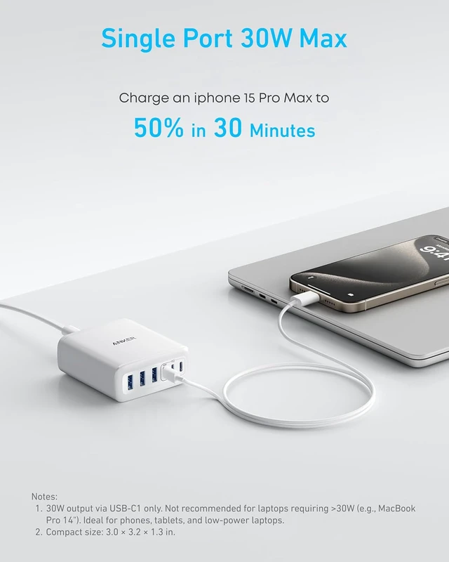 Alt view image 3 of 7 - Desktop Charger, Fast Charging USB C Charger with 112W Max 6-Port