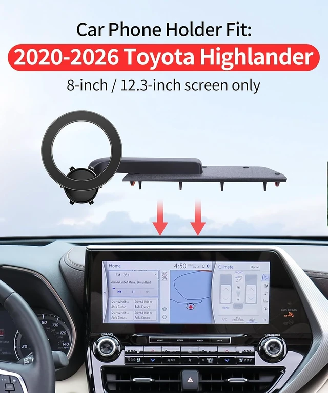 Alt view image 2 of 7 - Car Phone Holder for Toyota Highlander 2020-2026 Magsafe Mount Accessories