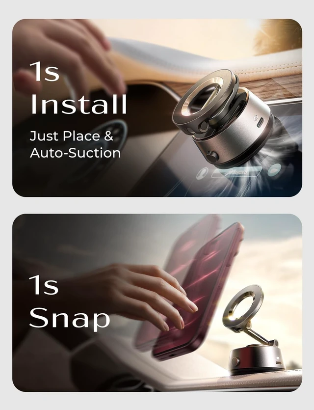 Alt view image 6 of 7 - Suction Phone Mount for CarLeaves No Residue, 360 Adjustable Vacuum Magnetic Phone Holder for Car Dashboard Universal Magsafe Accessories for iPhone 18 Pro Max Air 17 16 15 14 13