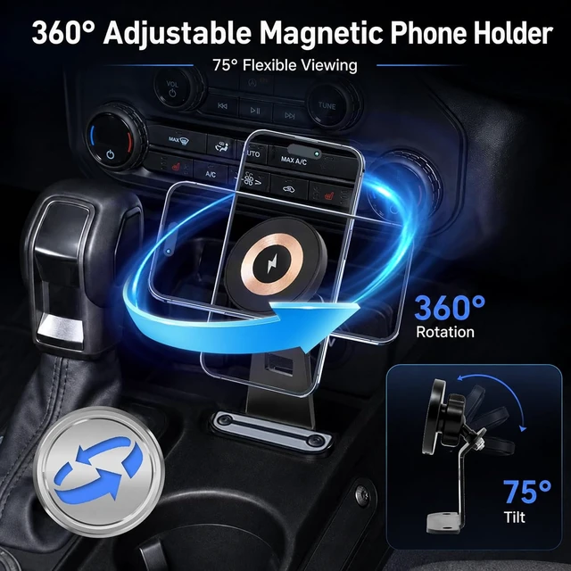 Alt view image 2 of 6 - Wireless Charger Phone Mount Fit for Ford Bronco 2021-2026