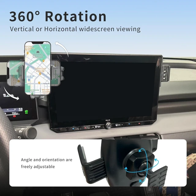 Alt view image 3 of 6 - Car Phone Holder for Toyota RAV4 2026 Accessories, 12.9-Inch Screen Car Phone Mount with Dual Holders, Does Not Block Air Vents, Adjustable Phone Holder Compatible with iPhone and Android Phones
