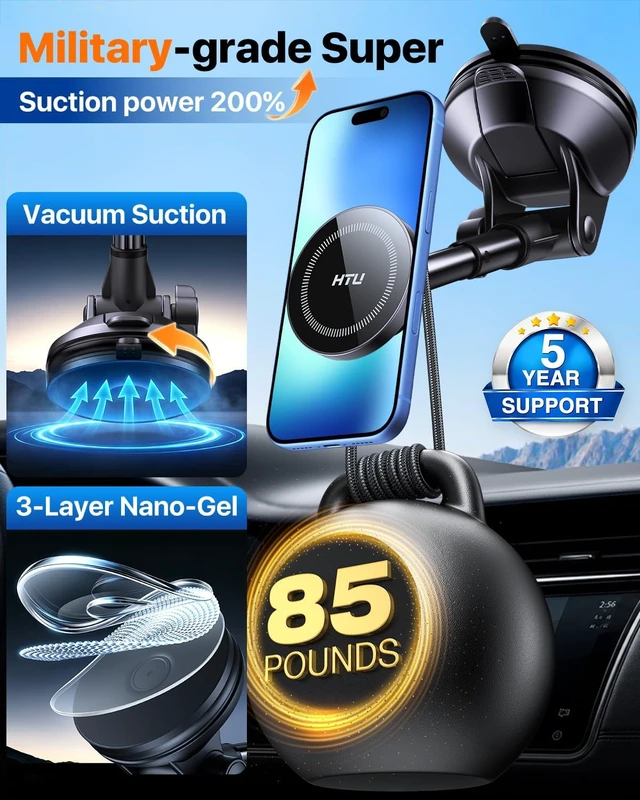 Alt view image 4 of 7 - Military-Grade 85LBS Strongest Suction Upgraded for Magsafe Car Mount