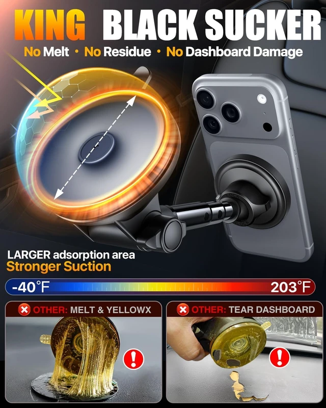 Alt view image 5 of 7 - Military-Grade 85LBS Strongest Suction Upgraded for Magsafe Car Mount