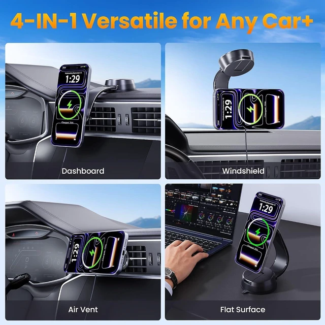 Alt view image 7 of 7 - Upgrade for Qi2.2 25W for MagSafe Wireless Car Charger Mount, Space Black