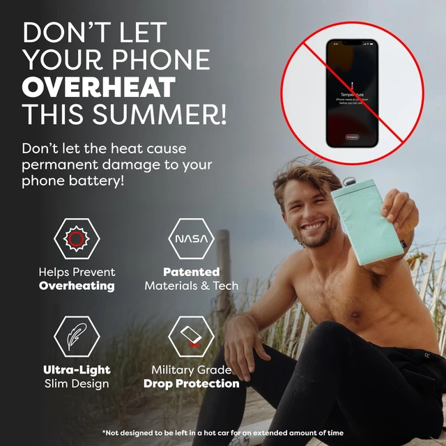Alt view image 2 of 7 - Apollo II Thermal Phone Case with NASA-Derived Technology - Extends Battery Life 4X in Hot or Cold Weather - Military Grade 8-Foot Drop Protection Insulated Pouch - Large Mint