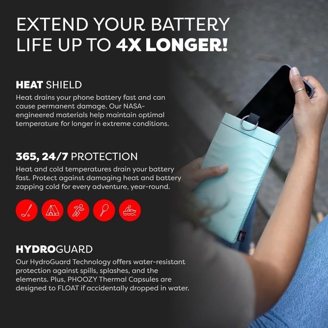 Alt view image 3 of 7 - Apollo II Thermal Phone Case with NASA-Derived Technology - Extends Battery Life 4X in Hot or Cold Weather - Military Grade 8-Foot Drop Protection Insulated Pouch - Large Mint
