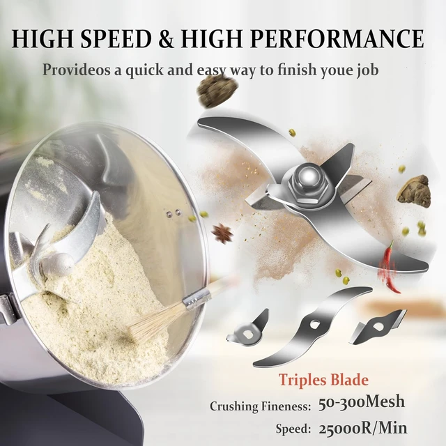 Alt view image 3 of 6 - Grain Mill 150g,flour mill grinder for home,Electric Stainless Steel Grain Grinder for Wheat,Spices,coffee,Corn and Other Dry Food Grinders for Kitchen