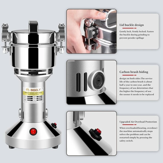 Alt view image 5 of 6 - Grain Mill 150g,flour mill grinder for home,Electric Stainless Steel Grain Grinder for Wheat,Spices,coffee,Corn and Other Dry Food Grinders for Kitchen