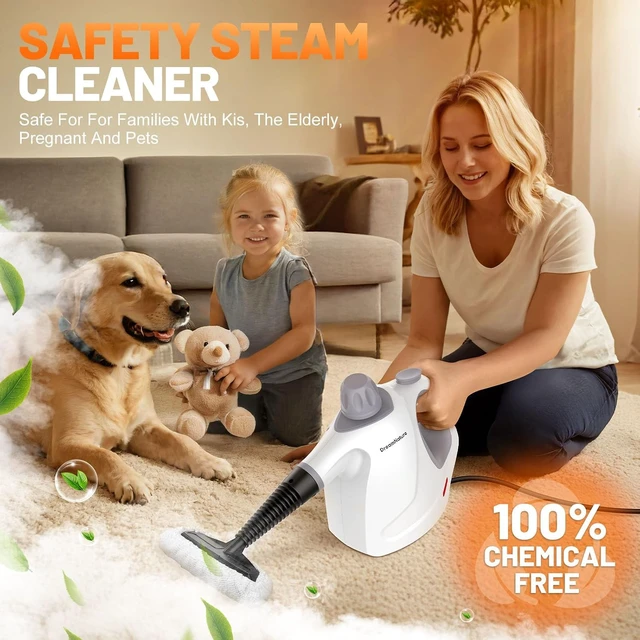 Alt view image 3 of 6 - Multi-Surface Handheld Pressurized Steam Cleaner with 11-Pieces Accessories, 15.2OZ Hands-free Portable Steamer for Cleaning, Multipurpose Steam Cleaner for Home