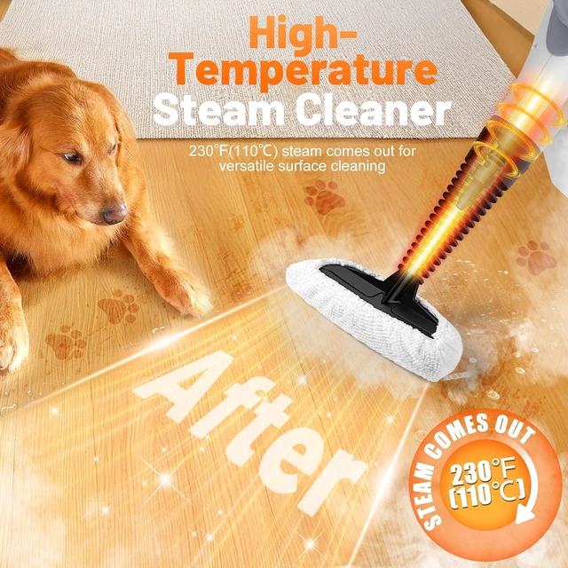 Alt view image 6 of 6 - Multi-Surface Handheld Pressurized Steam Cleaner with 11-Pieces Accessories, 15.2OZ Hands-free Portable Steamer for Cleaning, Multipurpose Steam Cleaner for Home