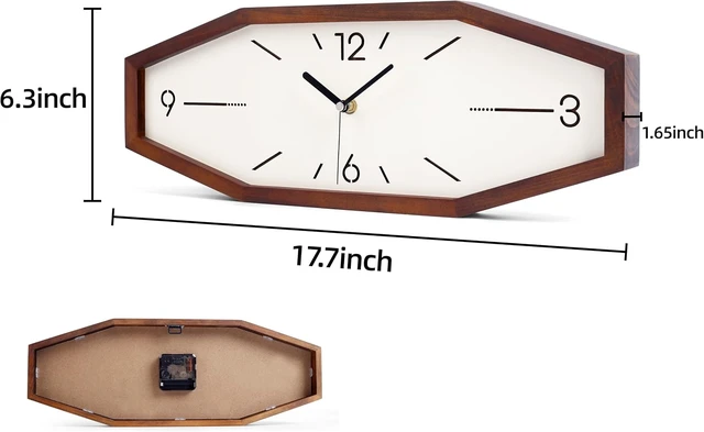 Alt view image 2 of 4 - Wooden Retro Wall Clocks, 18 Inches Square Clocks Rectangular Wall Clock