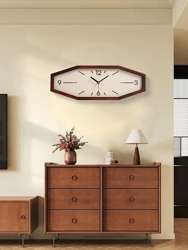 Alt view image 3 of 4 - Wooden Retro Wall Clocks, 18 Inches Square Clocks Rectangular Wall Clock