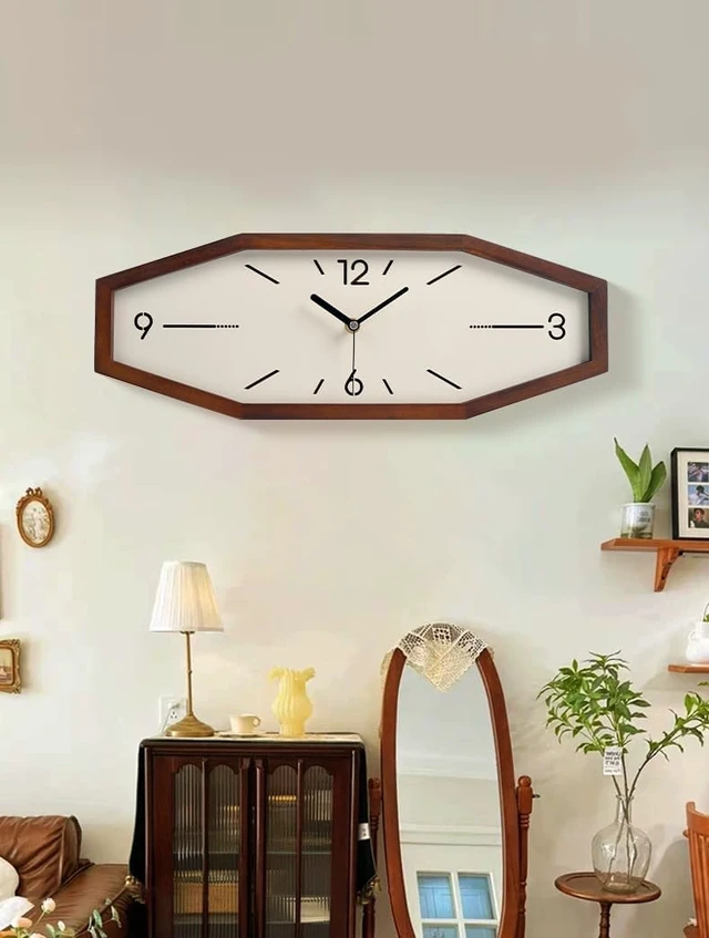 Alt view image 4 of 4 - Wooden Retro Wall Clocks, 18 Inches Square Clocks Rectangular Wall Clock