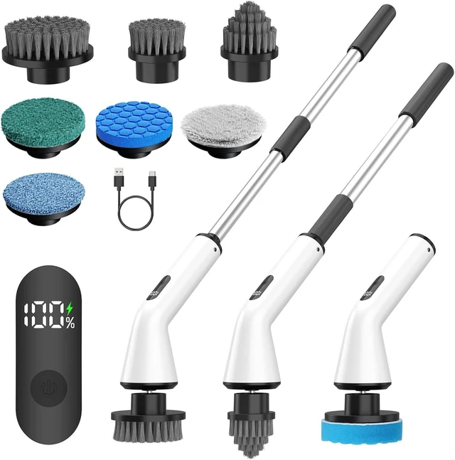 Main image of Electric Spin Scrubber for Bathroom,Power Cleaning Brush with 7 Replaceable Brush Heads, Adjustable Long Handle, Cordless Electric Shower Scrubber for Home, Floor, Kitchen & Car