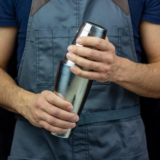 Alt view image 4 of 6 - Professional Cocktail Shaker Set Bartending Kit: Weighted Boston Shaker Tins, Hawthorne Strainer and Japanese Jigger