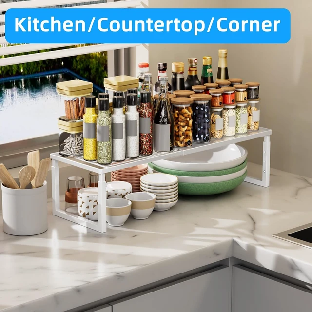 Alt view image 7 of 7 - Cabinet Shelves, 2 Pack Stackable Shelves for Kitchen Storage