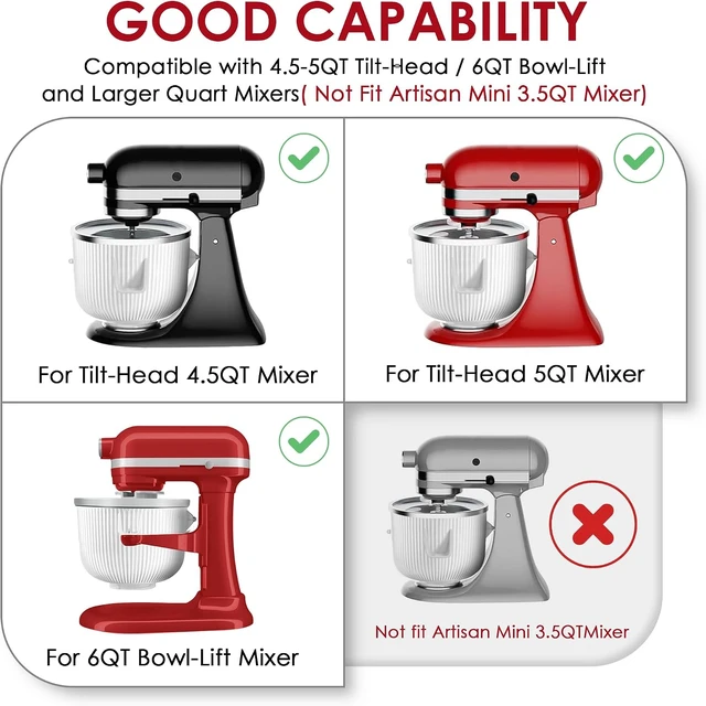 Alt view image 3 of 7 - Ice Cream Maker Attachment for Kitchenaid Stand Mixers, 2 QT Freezer Bowl