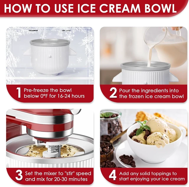 Alt view image 4 of 7 - Ice Cream Maker Attachment for Kitchenaid Stand Mixers, 2 QT Freezer Bowl