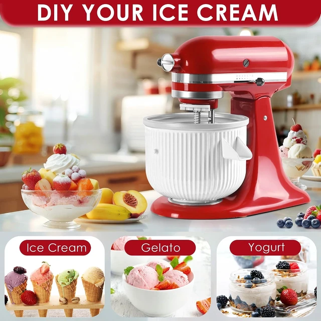 Alt view image 6 of 7 - Ice Cream Maker Attachment for Kitchenaid Stand Mixers, 2 QT Freezer Bowl