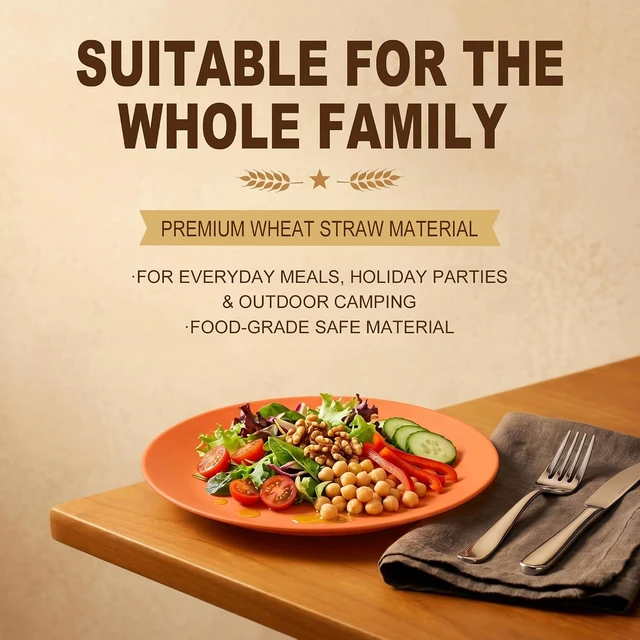 Alt view image 5 of 7 - Wheat Straw Dinnerware Set, 40-PCS Lightweight Dish Set for 8