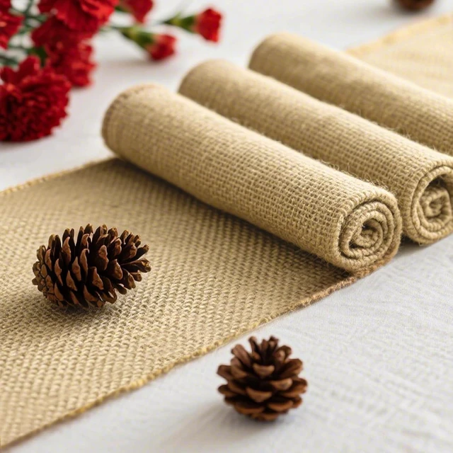 Alt view image 2 of 7 - 13 Pack Burlap Table Runners 12 x 108 Inches Farmhouse Jute Runner Rustic Burlap Table Runners for Wedding Birthday Engagement Party Home Dining Kitchen Decor