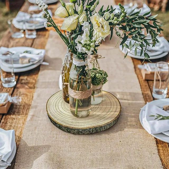 Alt view image 4 of 7 - 13 Pack Burlap Table Runners 12 x 108 Inches Farmhouse Jute Runner Rustic Burlap Table Runners for Wedding Birthday Engagement Party Home Dining Kitchen Decor