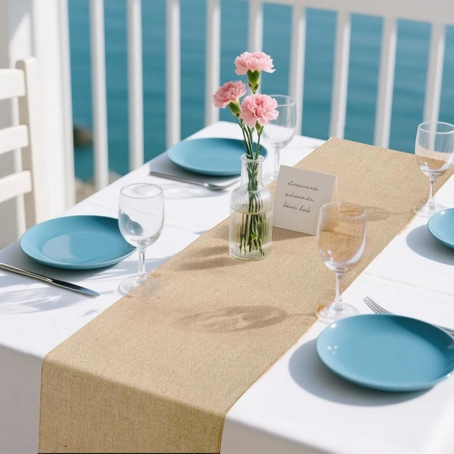 Alt view image 7 of 7 - 13 Pack Burlap Table Runners 12 x 108 Inches Farmhouse Jute Runner Rustic Burlap Table Runners for Wedding Birthday Engagement Party Home Dining Kitchen Decor