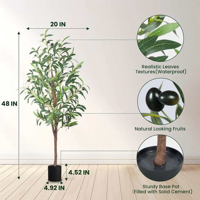 Alt view image 4 of 7 - Artificial Olive Tree,4FT Faux Olive Tree for Home Office Decor