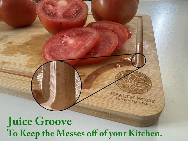Alt view image 4 of 5 - Bamboo Cutting Board Set with Holder, 3-Piece Kitchen Cutting Boards, Cleaning Brush