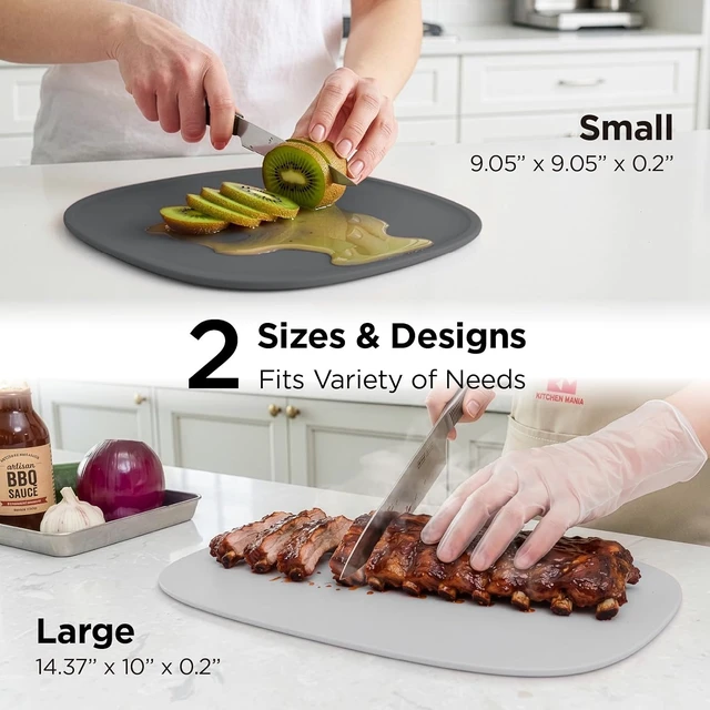 Alt view image 3 of 7 - DuoEssentials TPU Cutting Board Set, 2 Sizes, Metal Gray