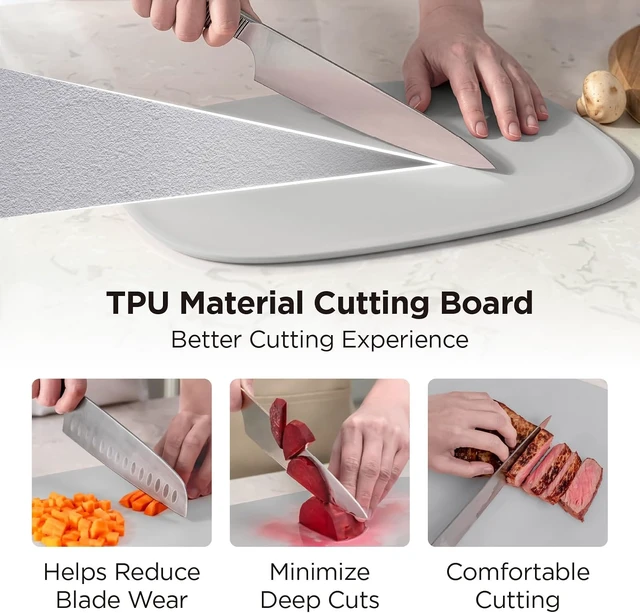 Alt view image 4 of 7 - DuoEssentials TPU Cutting Board Set, 2 Sizes, Metal Gray