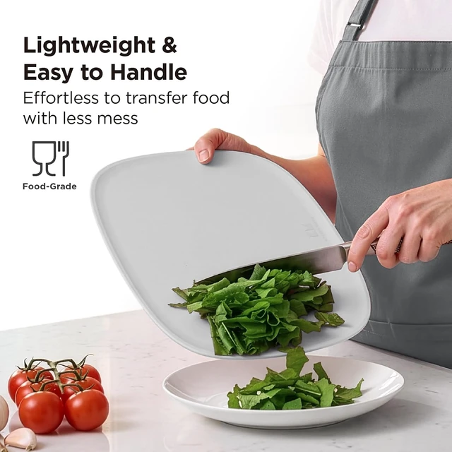 Alt view image 5 of 7 - DuoEssentials TPU Cutting Board Set, 2 Sizes, Metal Gray