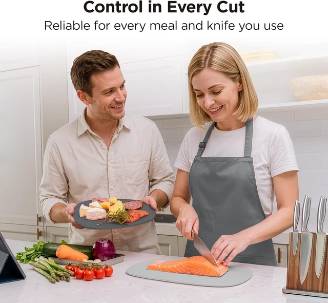 Alt view image 7 of 7 - DuoEssentials TPU Cutting Board Set, 2 Sizes, Metal Gray