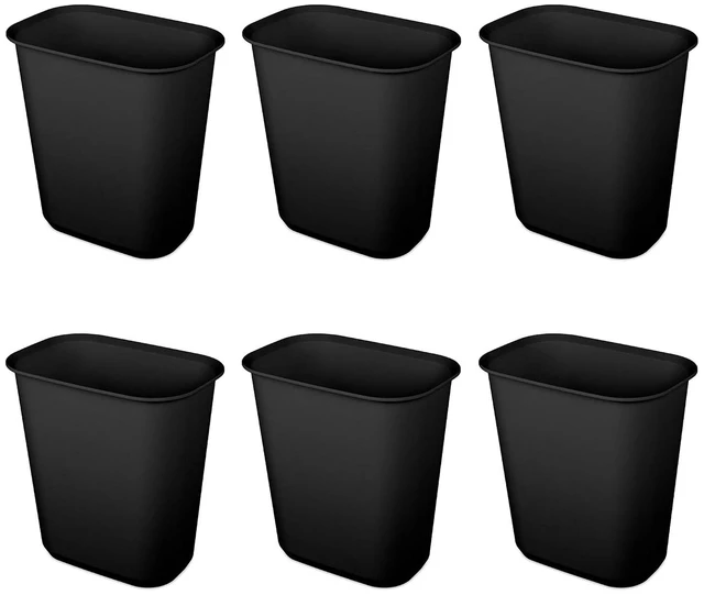 Main image of 5.5 Gallon Open Rectangular Wastebasket, Black, 6 Pack