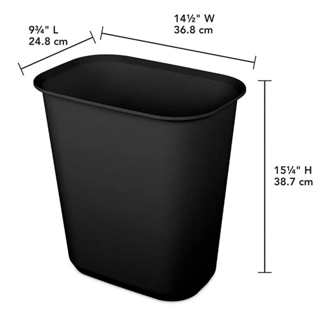 Alt view image 4 of 7 - 5.5 Gallon Open Rectangular Wastebasket, Black, 6 Pack