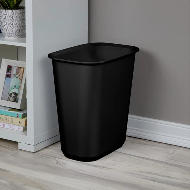 Alt view image 6 of 7 - 5.5 Gallon Open Rectangular Wastebasket, Black, 6 Pack