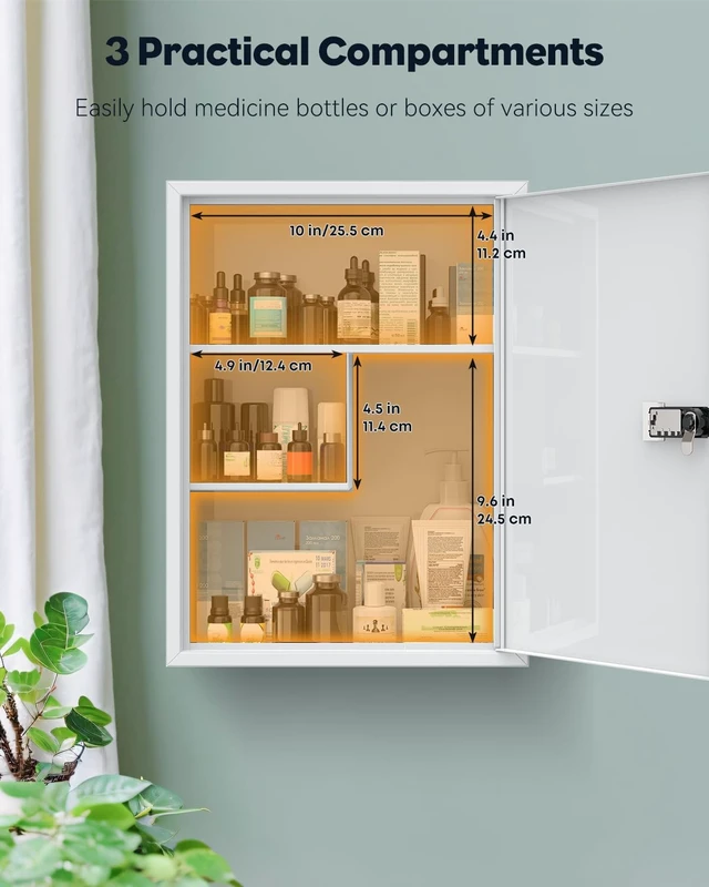 Alt view image 3 of 7 - Locking Medicine Cabinet, Medication Lock Cabinet with Code