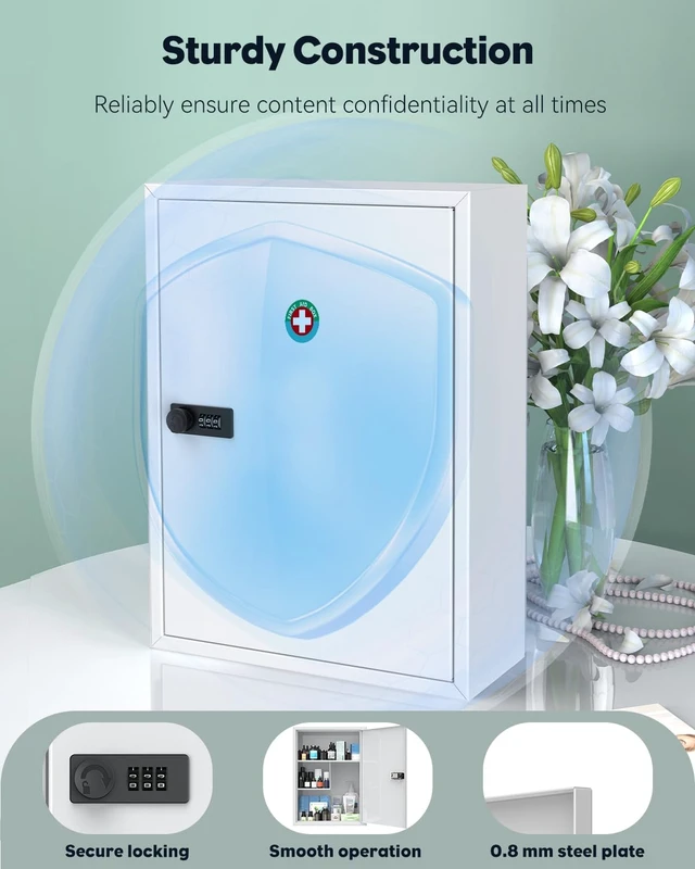 Alt view image 5 of 7 - Locking Medicine Cabinet, Medication Lock Cabinet with Code