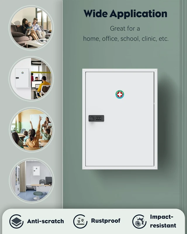 Alt view image 7 of 7 - Locking Medicine Cabinet, Medication Lock Cabinet with Code
