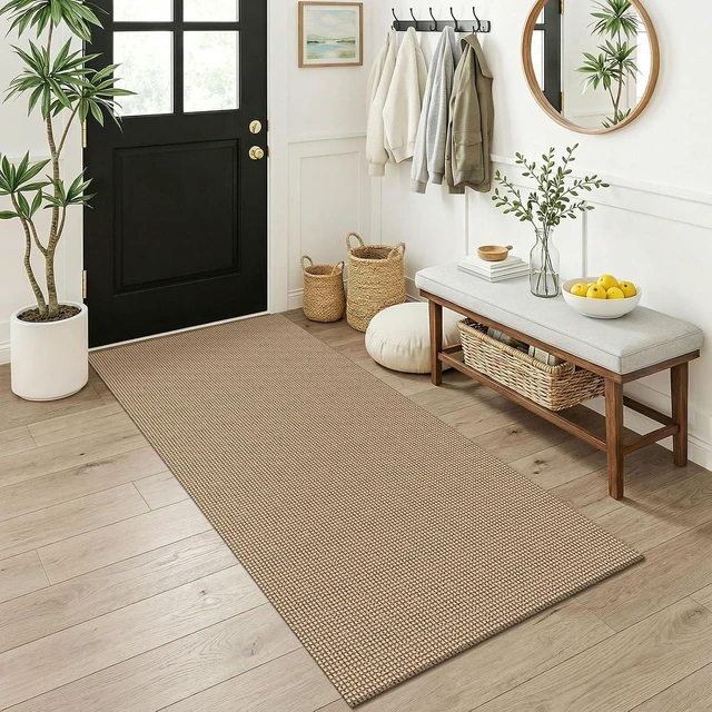 Main image of 3x6 Washable Runner Rug, Non Slip Wide Runners for Hallway, Woven Large Entryway Runners, Braided Floor Carpet Runner for Entry, Kitchen, Bedside, Hall, Orange Beige/Tan/Brown