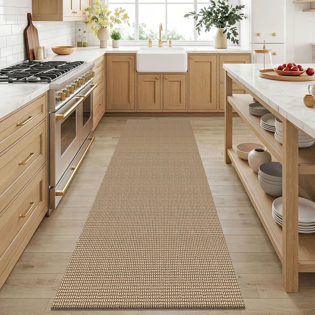 Alt view image 2 of 7 - 3x6 Washable Runner Rug, Non Slip Wide Runners for Hallway, Woven Large Entryway Runners, Braided Floor Carpet Runner for Entry, Kitchen, Bedside, Hall, Orange Beige/Tan/Brown