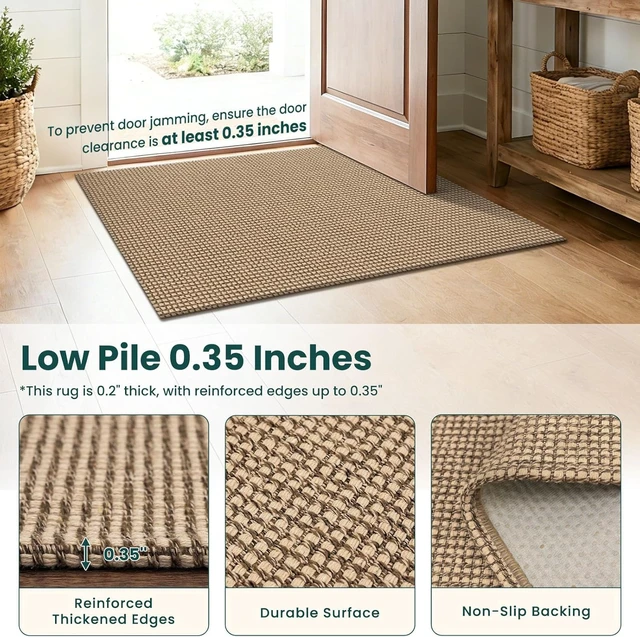 Alt view image 4 of 7 - 3x6 Washable Runner Rug, Non Slip Wide Runners for Hallway, Woven Large Entryway Runners, Braided Floor Carpet Runner for Entry, Kitchen, Bedside, Hall, Orange Beige/Tan/Brown