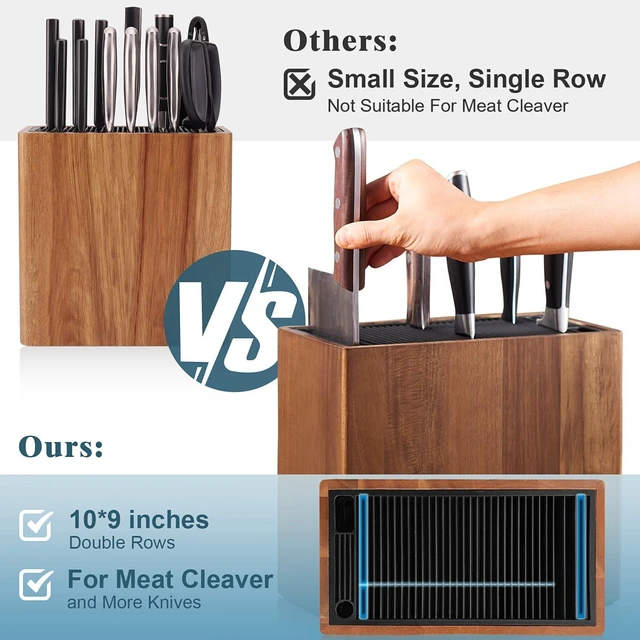 Alt view image 5 of 7 - Universal Knife Block Without Knives, Acacia Wood Large Knife Holder